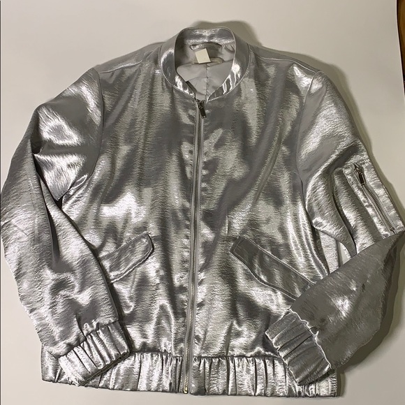 H&M Jackets & Blazers - Silver Bomber Jacket